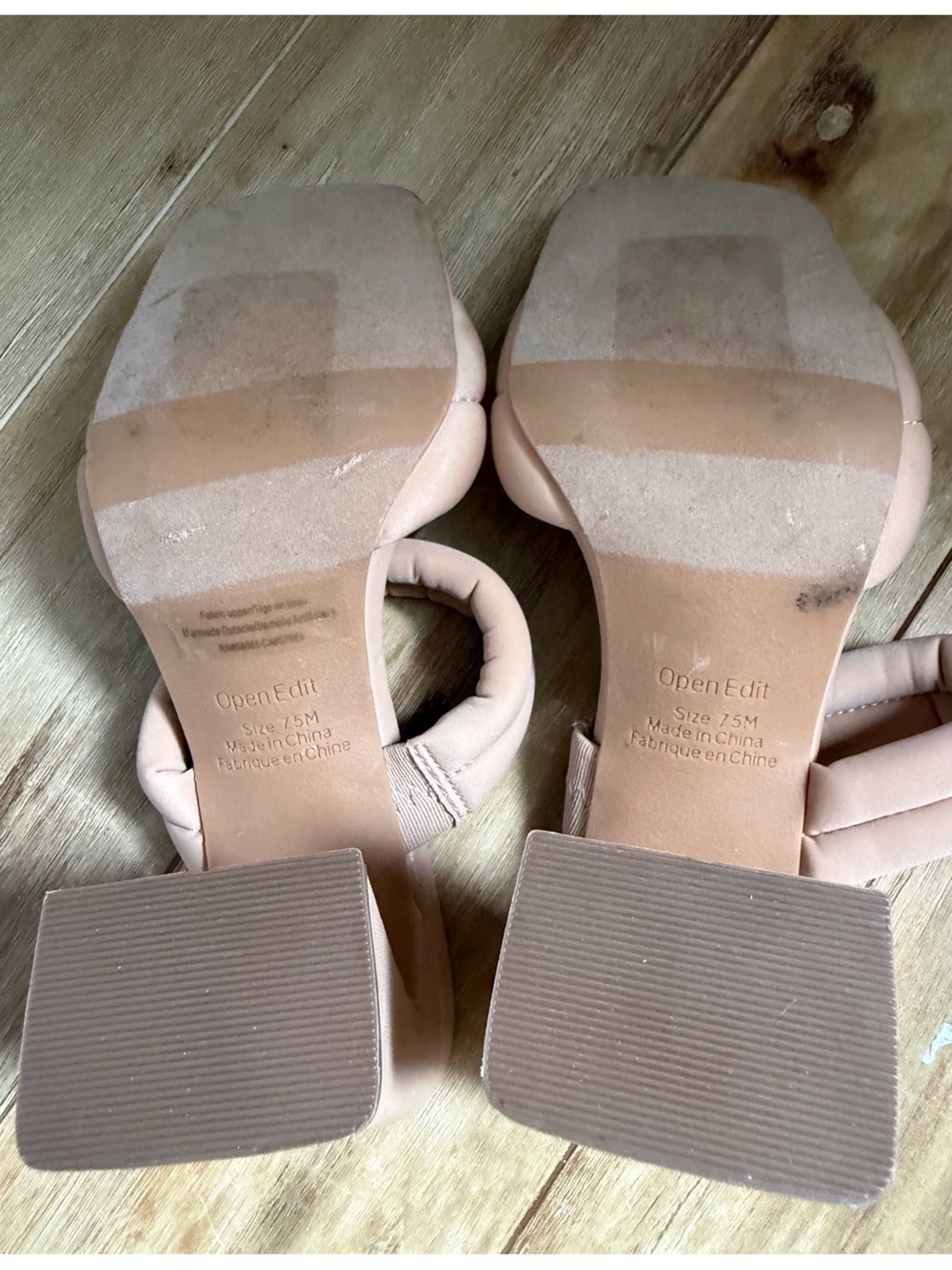 Open Edit Nude Padded Double-Strap Block Heel Mules - Picture 4 of 4
